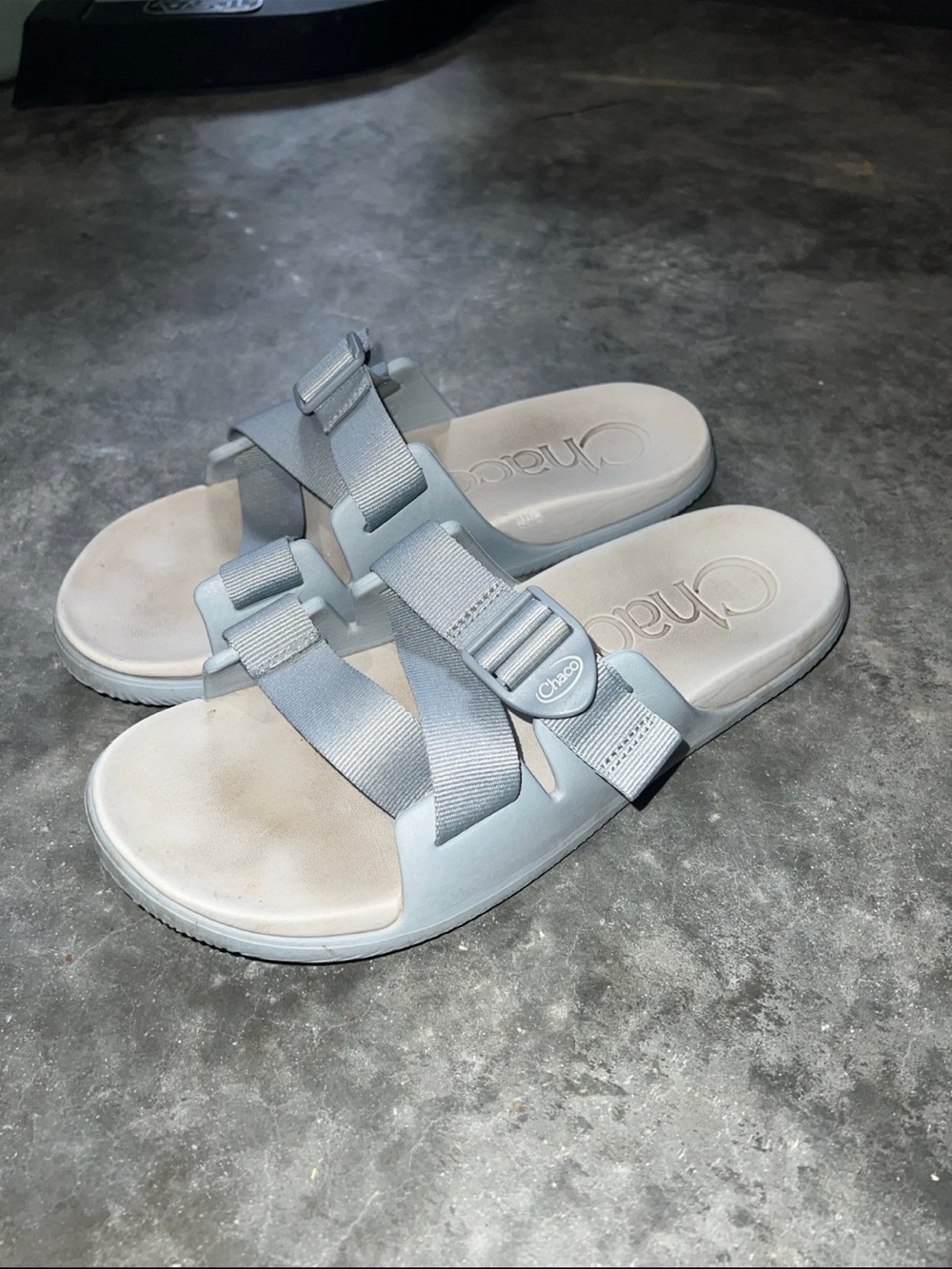 Chaco Women's Light Gray Adjustable Strap Slide Sandals